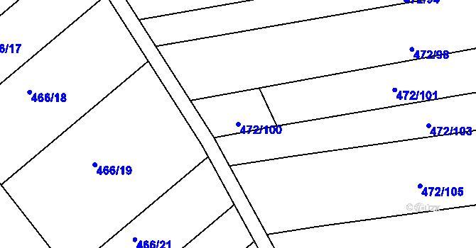 Parcela st. 472/100 v KÚ Bohumilice, Katastrální mapa