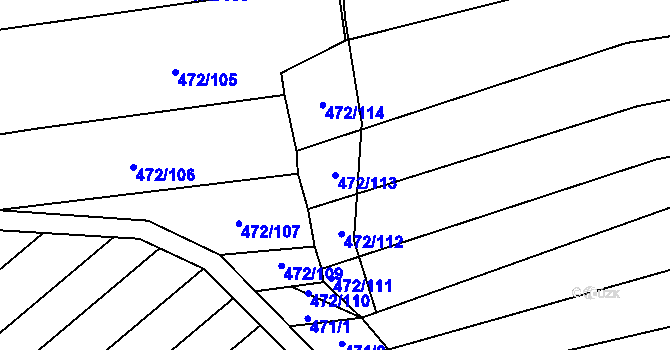 Parcela st. 472/113 v KÚ Bohumilice, Katastrální mapa