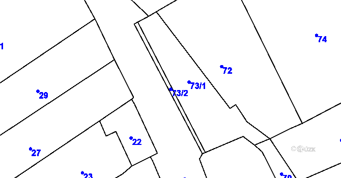 Parcela st. 73/2 v KÚ Bohumilice, Katastrální mapa