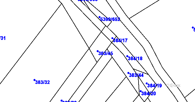 Parcela st. 383/45 v KÚ Bohumilice, Katastrální mapa