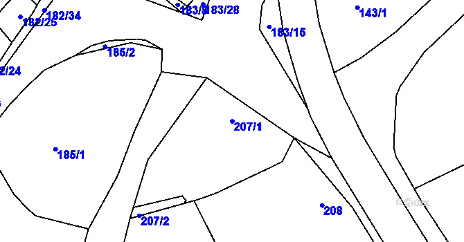 Parcela st. 207/1 v KÚ Bohumilice, Katastrální mapa
