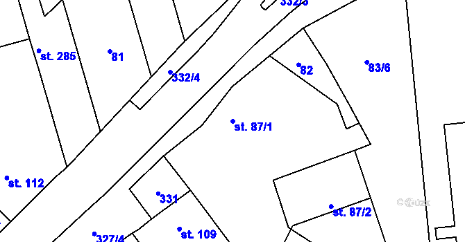 Parcela st. 87/1 v KÚ Bohuňovice, Katastrální mapa