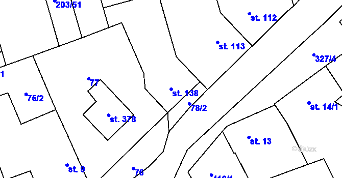 Parcela st. 138 v KÚ Bohuňovice, Katastrální mapa