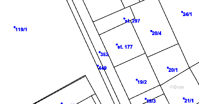 Parcela st. 352 v KÚ Bohuňovice, Katastrální mapa