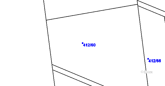 Parcela st. 412/60 v KÚ Bohuňovice, Katastrální mapa