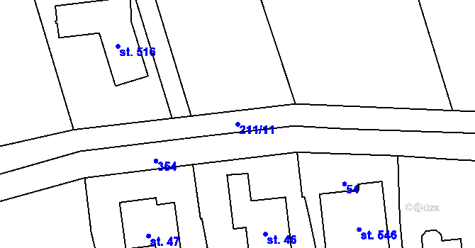 Parcela st. 211/11 v KÚ Bohuňovice, Katastrální mapa