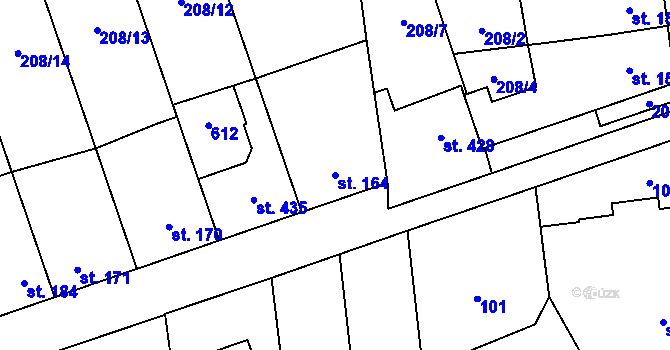 Parcela st. 164 v KÚ Moravská Loděnice, Katastrální mapa