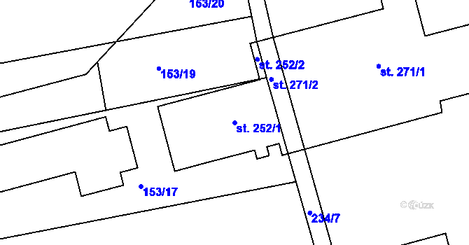 Parcela st. 252/1 v KÚ Moravská Loděnice, Katastrální mapa