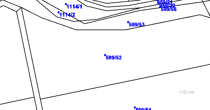 Parcela st. 599/52 v KÚ Moravská Loděnice, Katastrální mapa