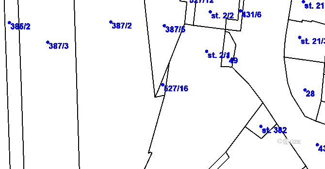 Parcela st. 527/16 v KÚ Moravská Loděnice, Katastrální mapa