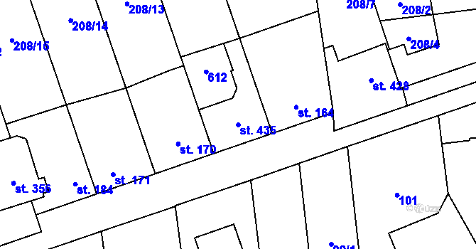 Parcela st. 435 v KÚ Moravská Loděnice, Katastrální mapa