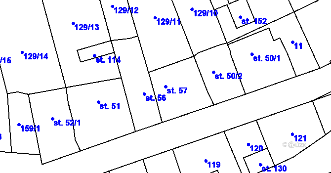 Parcela st. 57 v KÚ Trusovice, Katastrální mapa