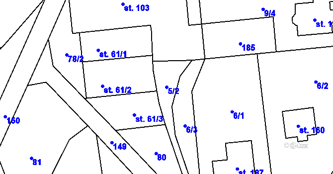 Parcela st. 5/2 v KÚ Trusovice, Katastrální mapa