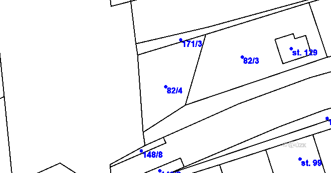 Parcela st. 82/4 v KÚ Trusovice, Katastrální mapa