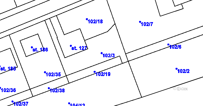 Parcela st. 102/3 v KÚ Trusovice, Katastrální mapa