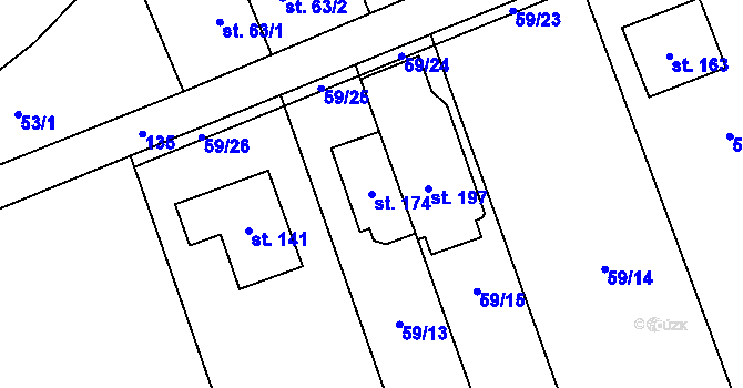 Parcela st. 174 v KÚ Trusovice, Katastrální mapa