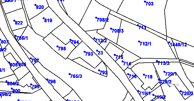 Parcela st. 23 v KÚ Bohuslavice nad Metují, Katastrální mapa