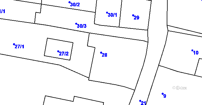 Parcela st. 28 v KÚ Bohuslavice nad Metují, Katastrální mapa