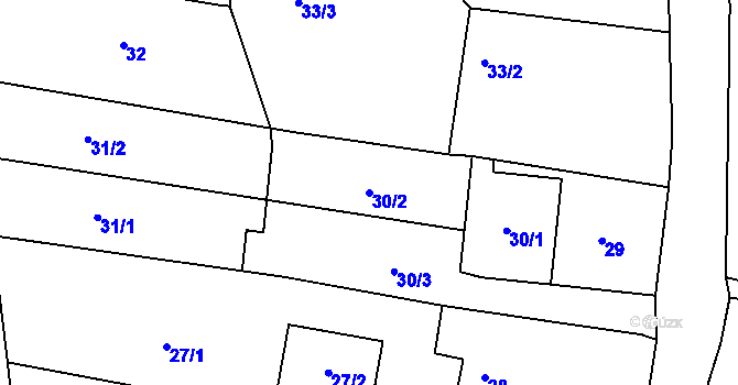 Parcela st. 30/2 v KÚ Bohuslavice nad Metují, Katastrální mapa