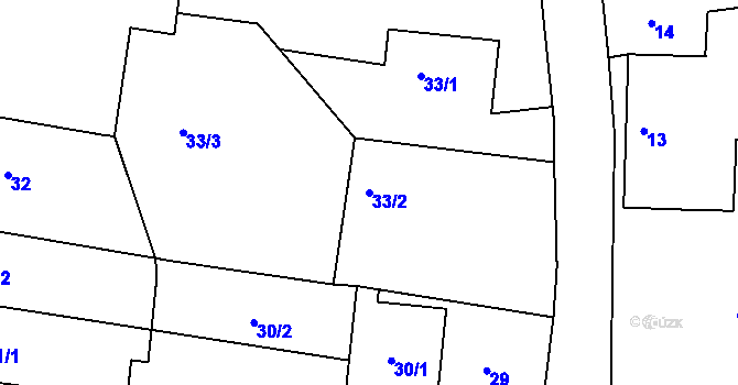 Parcela st. 33/2 v KÚ Bohuslavice nad Metují, Katastrální mapa