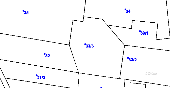 Parcela st. 33/3 v KÚ Bohuslavice nad Metují, Katastrální mapa