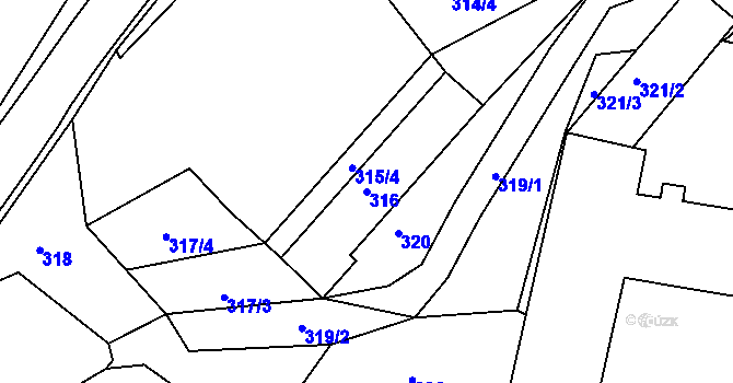 Parcela st. 316 v KÚ Bohuslavice nad Metují, Katastrální mapa