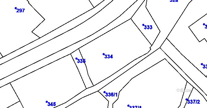 Parcela st. 334 v KÚ Bohuslavice nad Metují, Katastrální mapa