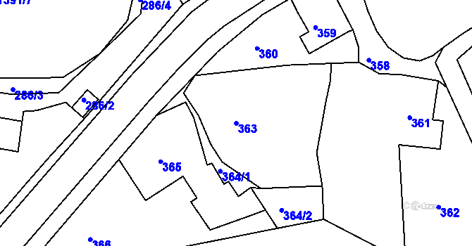 Parcela st. 363 v KÚ Bohuslavice nad Metují, Katastrální mapa
