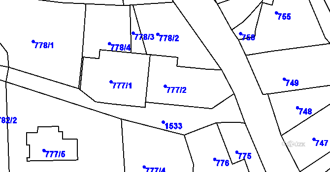 Parcela st. 777/2 v KÚ Bohuslavice nad Metují, Katastrální mapa