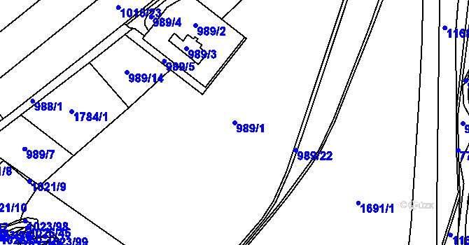 Parcela st. 989/1 v KÚ Bohuslavice nad Metují, Katastrální mapa