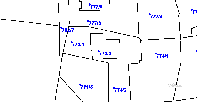 Parcela st. 772/2 v KÚ Bohuslavice nad Metují, Katastrální mapa