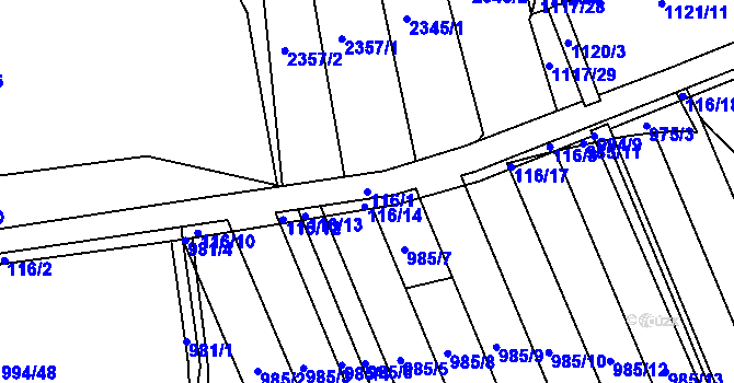 Parcela st. 116/1 v KÚ Bohuslavice nad Metují, Katastrální mapa