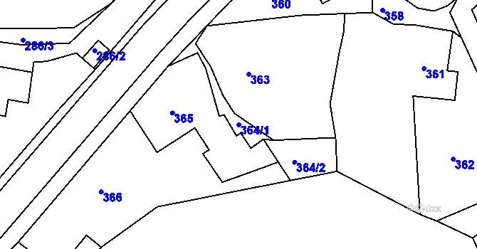 Parcela st. 364/1 v KÚ Bohuslavice nad Metují, Katastrální mapa