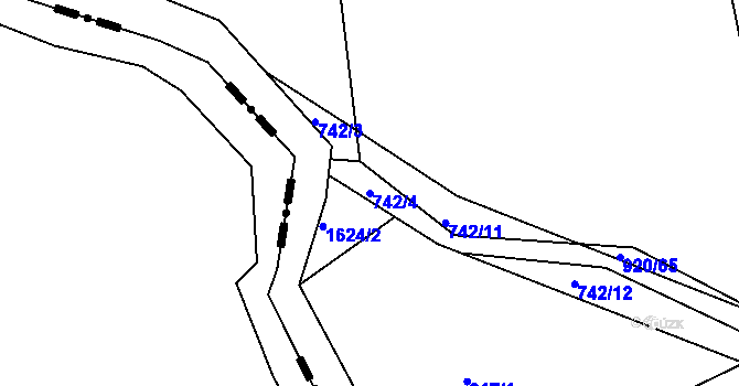 Parcela st. 742/4 v KÚ Bohuslavice nad Metují, Katastrální mapa