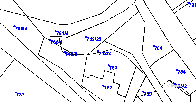 Parcela st. 742/8 v KÚ Bohuslavice nad Metují, Katastrální mapa