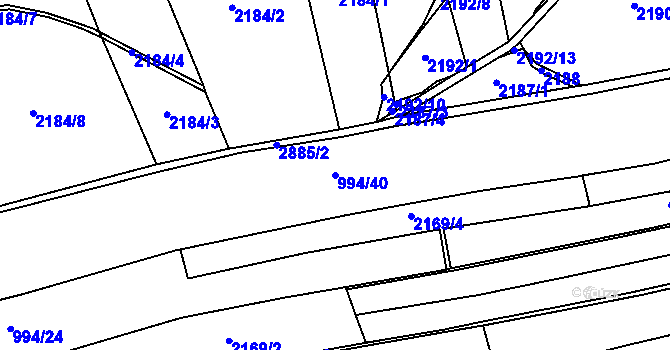 Parcela st. 994/40 v KÚ Bohuslavice nad Metují, Katastrální mapa