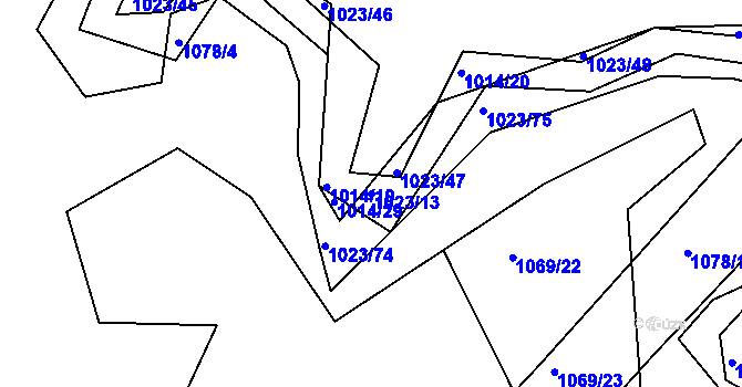Parcela st. 1023/13 v KÚ Bohuslavice nad Metují, Katastrální mapa