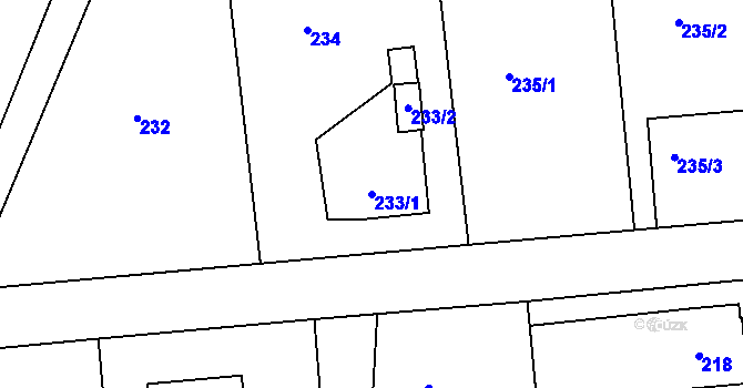 Parcela st. 233/1 v KÚ Bohuslavice nad Metují, Katastrální mapa