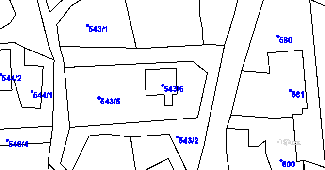 Parcela st. 543/6 v KÚ Bohuslavice nad Metují, Katastrální mapa