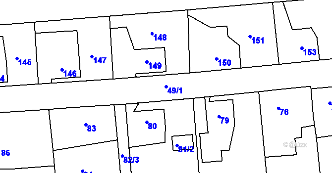 Parcela st. 49/1 v KÚ Bohuslavice nad Metují, Katastrální mapa