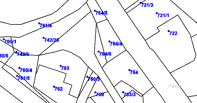 Parcela st. 764/6 v KÚ Bohuslavice nad Metují, Katastrální mapa
