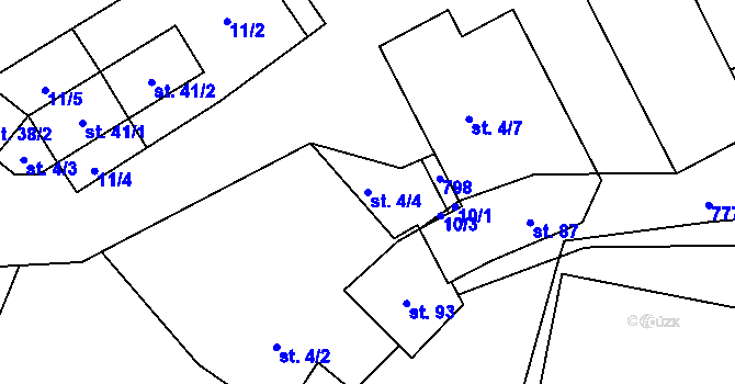 Parcela st. 4/4 v KÚ Bohuslavice, Katastrální mapa