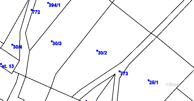 Parcela st. 30/2 v KÚ Bohuslavice, Katastrální mapa