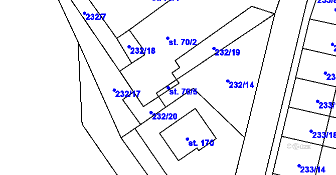 Parcela st. 70/5 v KÚ Bohuslavice u Konice, Katastrální mapa