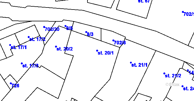 Parcela st. 20/1 v KÚ Bohuslavice u Konice, Katastrální mapa
