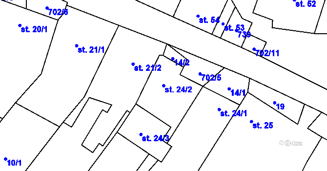 Parcela st. 24/2 v KÚ Bohuslavice u Konice, Katastrální mapa