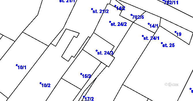 Parcela st. 24/3 v KÚ Bohuslavice u Konice, Katastrální mapa