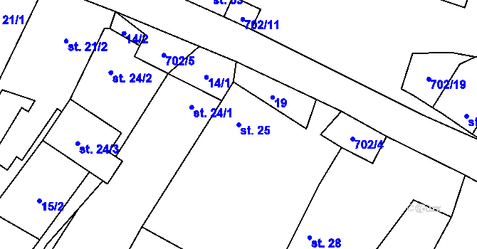Parcela st. 25 v KÚ Bohuslavice u Konice, Katastrální mapa