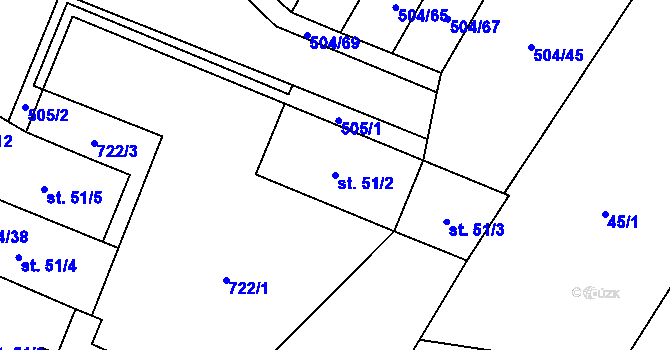 Parcela st. 51/2 v KÚ Bohuslavice u Konice, Katastrální mapa