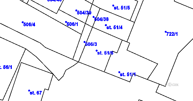 Parcela st. 51/6 v KÚ Bohuslavice u Konice, Katastrální mapa